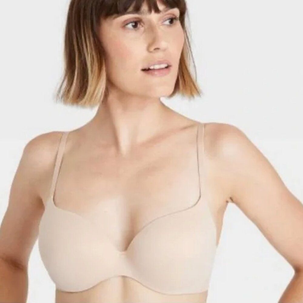 Auden Nude Beige Embedded Wire Demi Bra 32DD EUC